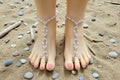 Beaded Barefoot Sandals- Powder Pink & Baby Blue