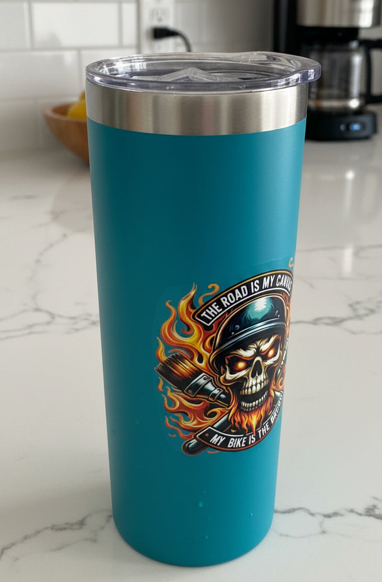 The Road Is My Canvas, My Bike Is My Brush Thermos