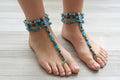 Natural Stone Barefoot Sandals- Triple Layer Blue Copper