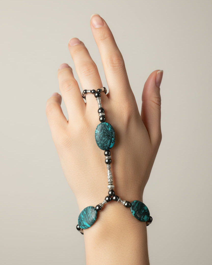 Natural Stone Bracelet & Ring in One