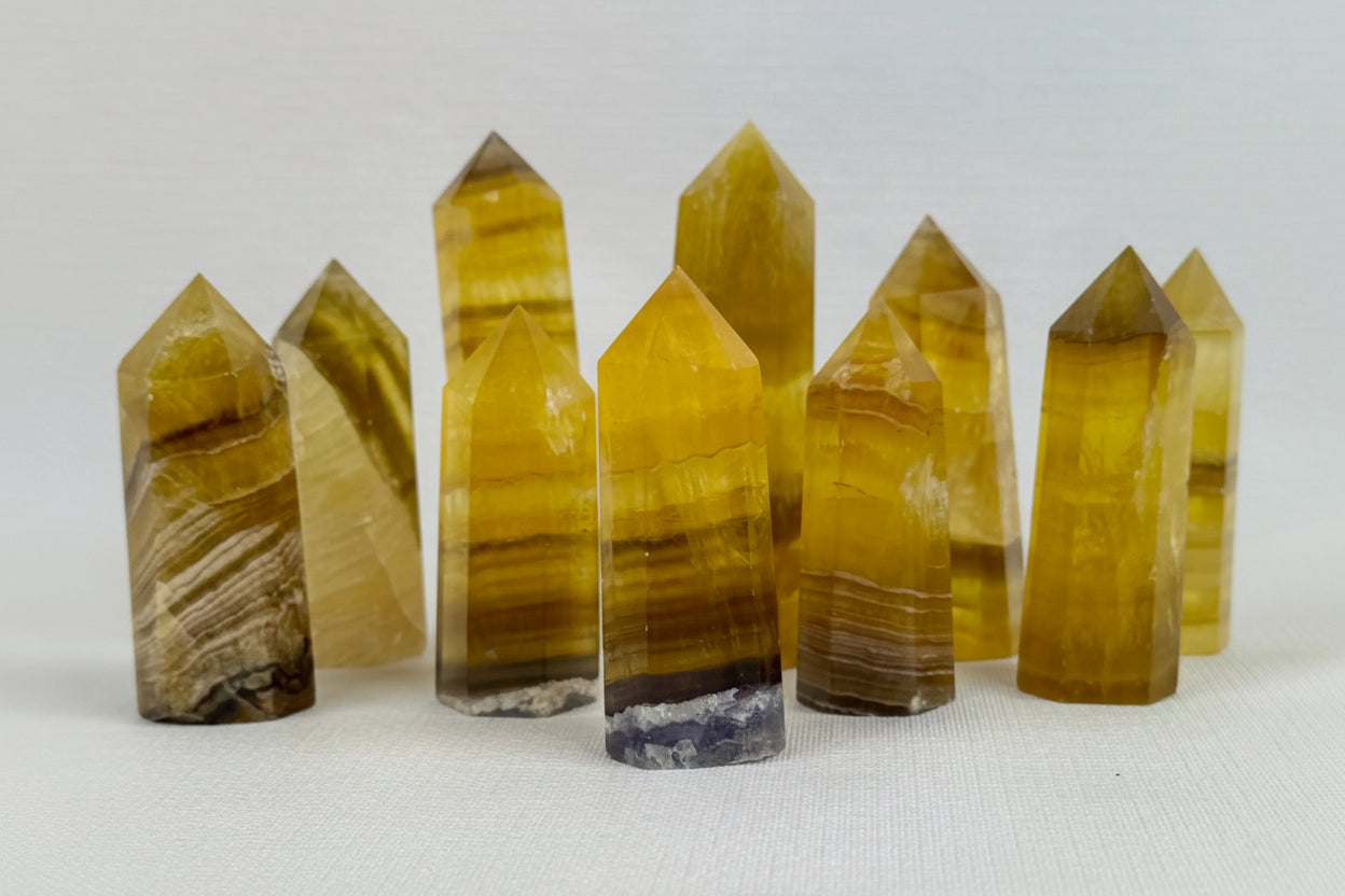 Yellow Fluorite and Calcite Towers