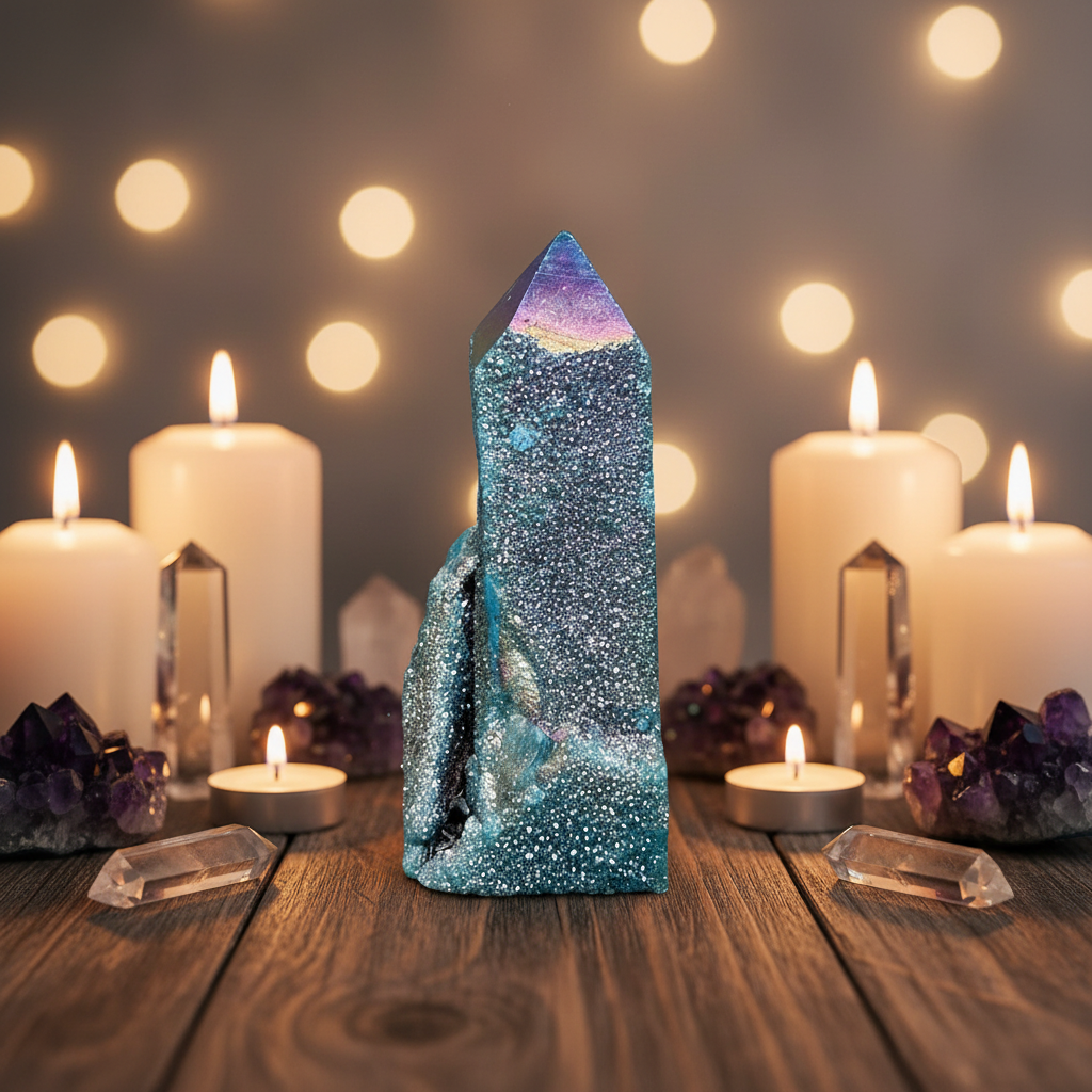 Blue Rainbow Aura Quartz