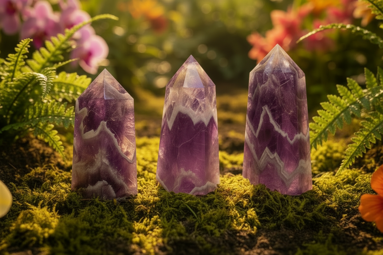 Chevron Amethyst Points